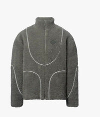 Men's Lamb Wool Hooded Zip Sweatshirt – Cozy Patchwork Casual Coat for Fall & Winter