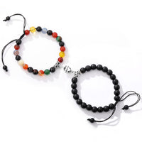 Magnetic Couple Bracelets Set – Heart Magnet Natural Stone Matching Bracelets