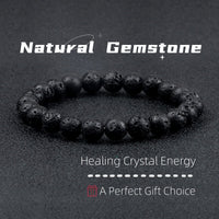 Volcanic Stone Bead Bracelet – Lava Rock Dumbbell Wristband for Men & Women