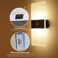 USB-Powered LED Wall Lamp with Long-Lasting Battery - Modern Indoor Lighting