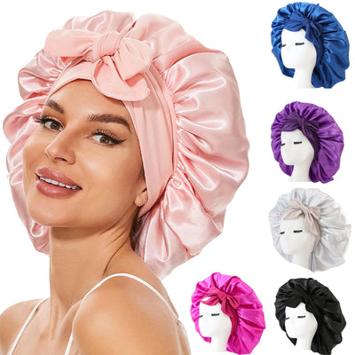 Satin Sleep Bonnet – Double-Layer Hair Care Cap