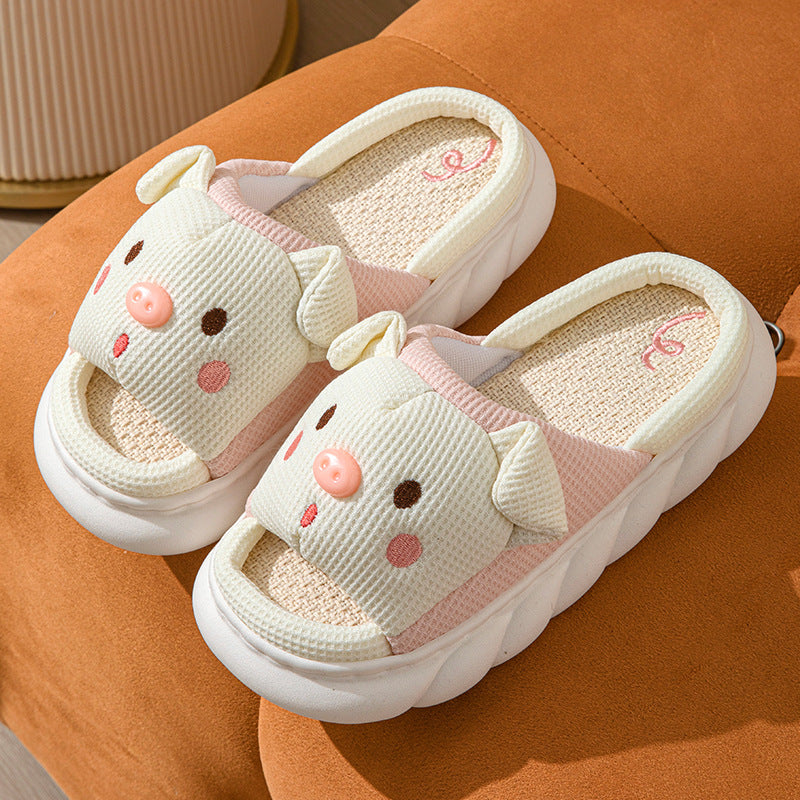 Cute Piggy Slippers Open Toe Linen Home Slipper Couples Women Men Cartoon Pig House Shoes What Else You Got?
