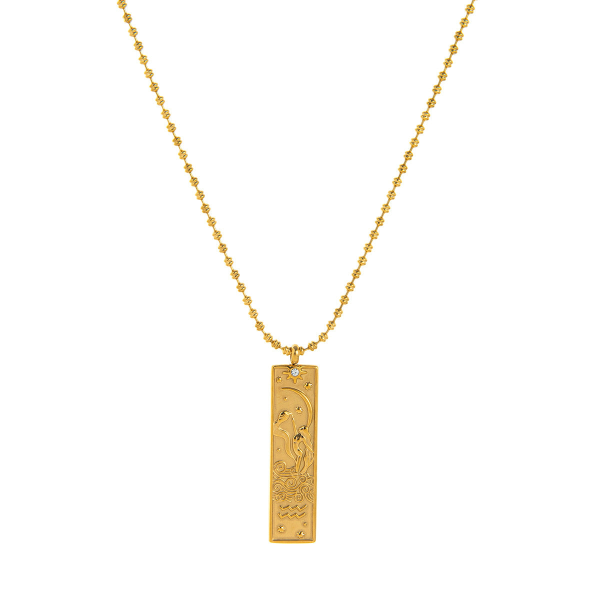 Diamond-Encrusted Zodiac Square Pendant Necklace What Else You Got?