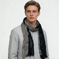 Khaki & Black Textured Crinkle Scarf – Casual Vacation & Office Scarf for Women & Men