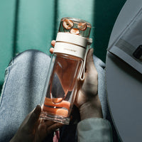 Elegant Glass Tea Infuser Bottle - Leakproof, Double-Wall, BPA-Free & Heat-Resistant (400-450ml)