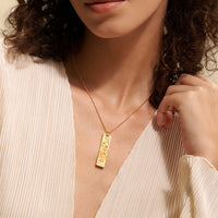 Zodiac Bar Tag Pendant Necklace – Engraved Celestial Jewelry in Titanium Steel