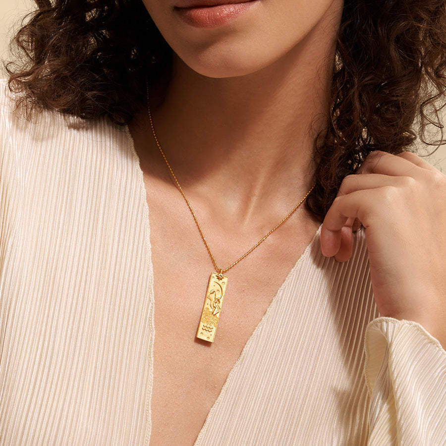 Diamond-Encrusted Zodiac Square Pendant Necklace What Else You Got?
