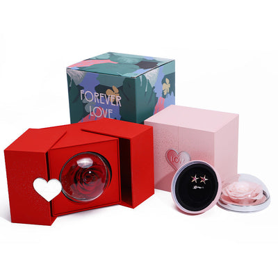 Eternal Rose Jewelry Box - Preserved Forever Flower Gift Set with Ring & Necklace Storage | Christian Valentine Gift