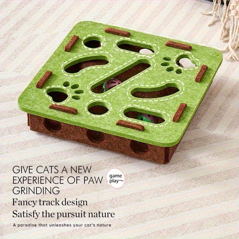 Interactive Cat Puzzle Toy With Maze Tunnel, Bell Ball & Pathways - No Batteries Needed, Durable Felt Construction - Mental Stimulation & Hunting Exercise For Indoor Cats - Pet Exercise Toy For All Br What Else You Got?