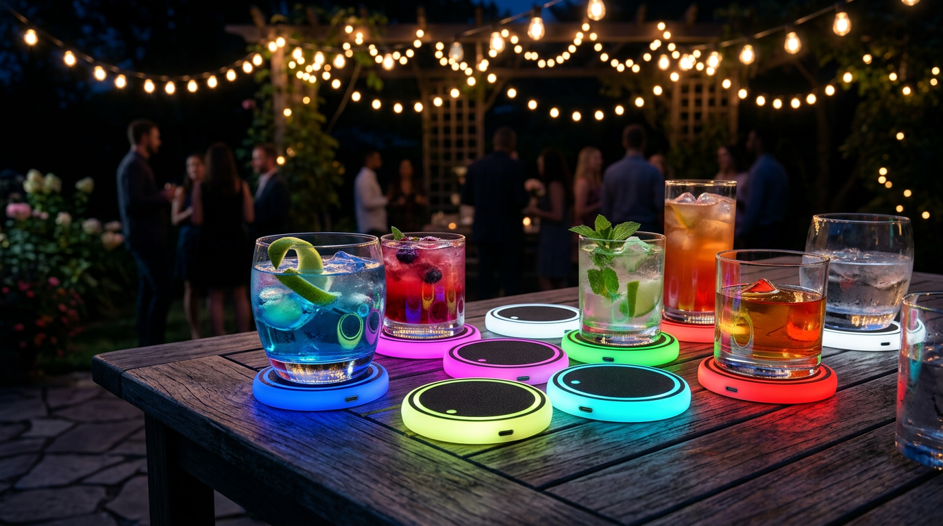 LED Light-Up Car Cup Holder Coaster – 7 Colors RGB Ambient Light USB & Solar What Else You Got?