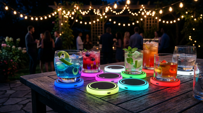 7-Color LED Car Cup Holder Coaster – USB & Solar RGB Ambient Light – Perfect Gift for Drivers
