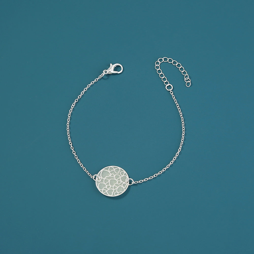 Silver Round Heart Texture glow-in-the-dark bracelet What Else You Got?