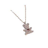 Gold Bear Heart Love Necklace - Feminine Cross Chain Jewelry