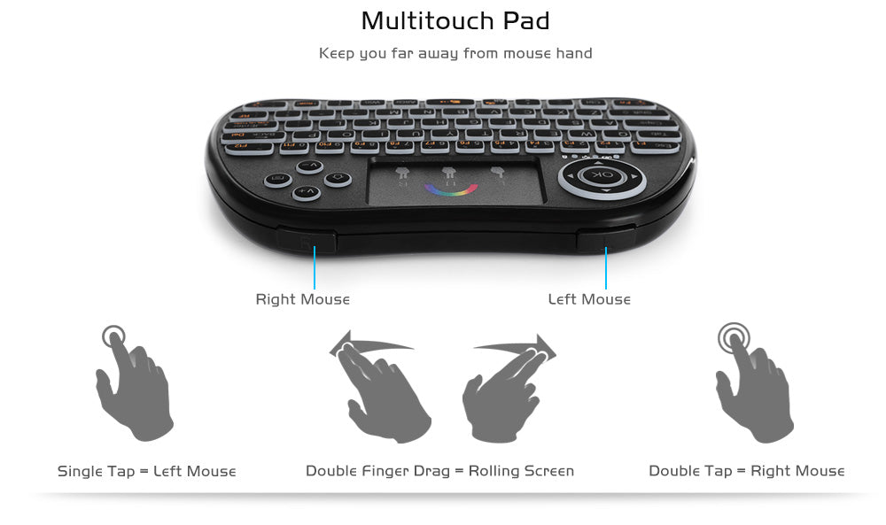 H9 Wireless Backlit Colorful Touch Remote Control Keyboard What Else You Got?