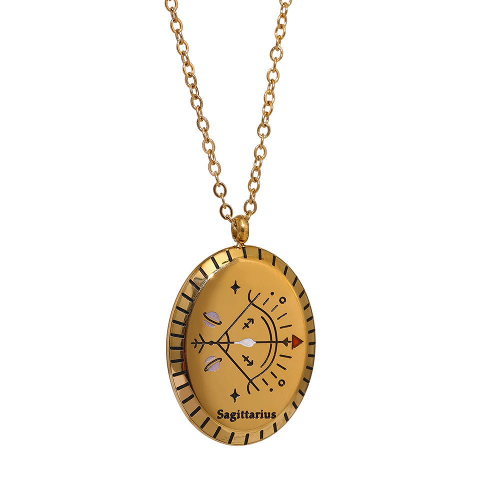 Titanium Steel Zodiac Oval Pendant Necklace What Else You Got?