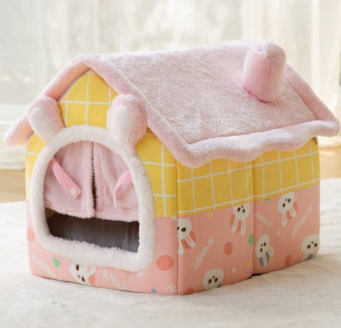 Foldable Winter Pet House – Warm Enclosed Dog & Cat Bed with Soft Plush Interior What Else You Got?