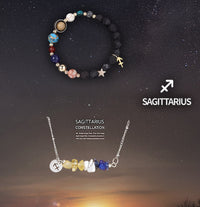 Natural Stone Zodiac Necklace & Bracelet Set – All 12 Signs | Spiritual Jewelry Gift