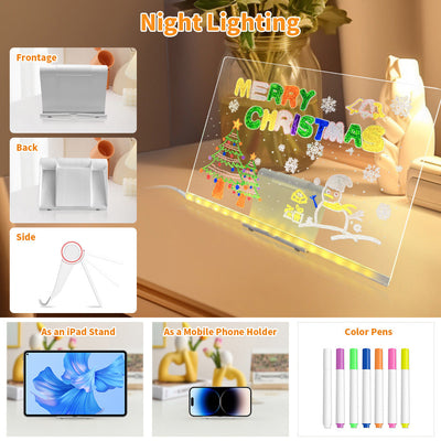 Glowing Faith Message Board - USB LED Acrylic Drawing Board with Stand & Night Light