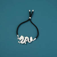 Glow-in-the-Dark Silver Dragon Leather Bracelet – Adjustable Zinc Alloy Jewelry