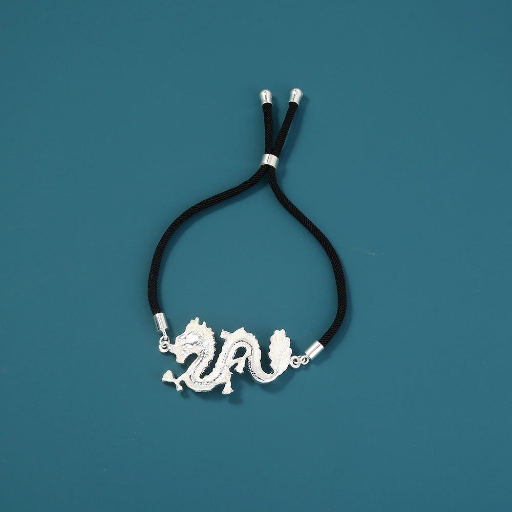 Glow‑in‑the‑Dark Silver Dragon Leather Bracelet What Else You Got?