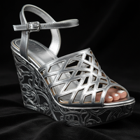 Glamorous Fish Mouth Wedge Sandals – Shiny Hollow Design in Gold & Silver
