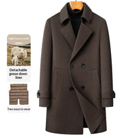 Heavenly Warmth: Premium Double-Faced Wool Coat with Detachable Goose Down Lining – Winter Overcoat for Men & Women