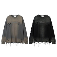 Vintage-Washed Embroidered Letter Streetwear Tee – Loose Fit, 100% Cotton – Casual & Comfortable