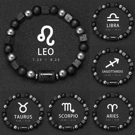 Twelve Zodiac Bracelet Couples Volcanic Stone Handmade Beaded Bracelet Accessory What Else You Got?