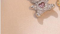 Gold Bear Heart Love Necklace - Feminine Cross Chain Jewelry