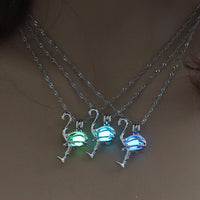 Glow-in-the-Dark Flamingo Necklace – Hollow Cut-Out Pendant 45 cm