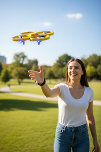 Gravity-Sensing Watch Drone – Obstacle-Avoiding 4-Axis Quadcopter with LED Lights