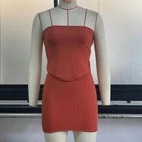 Elegant Women's Summer Two-Piece Outfit - Modest & Stylish Crop Top & Mini Skirt Set