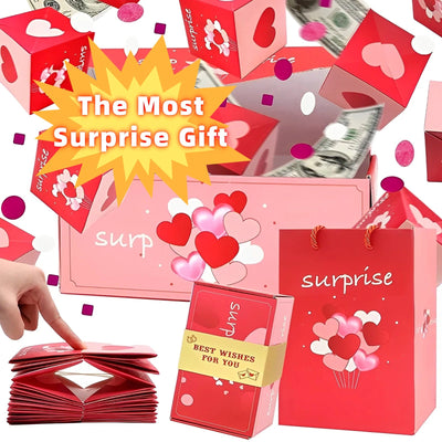 Joyful Surprise Explosion Box - Bouncing Gift Boxes for Birthday, Christmas & Anniversary - DIY Folding Paper Money Box