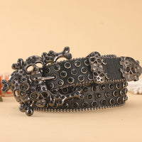 Rhinestone Skull Belt for Men – Studded Punk Rock Statement Waist Belt