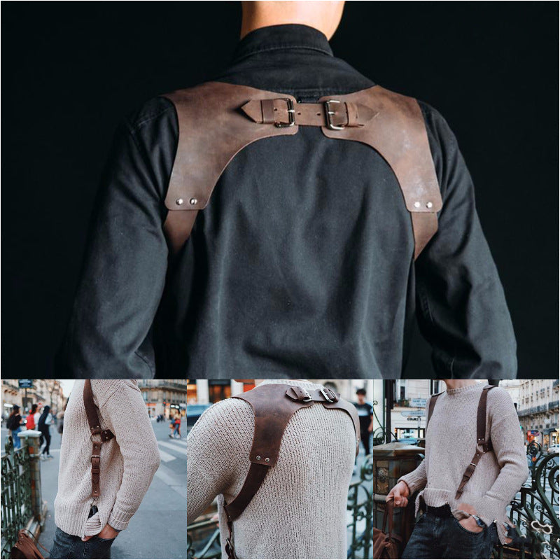 Men's Punk Belt – Adjustable Buckle Faux Leather Belt