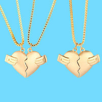 Heart-Shaped Love Necklace 2-Pack - Personalized Valentine's Day Jewelry for Him & Her - Cross Chain Alloy Pendant