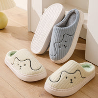Cozy Couple Striped Cat Slippers - Non-Slip Warm Plush House Shoes for Men & Women
