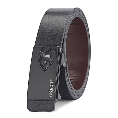 Men's Toothless Automatic Buckle Leather Belt