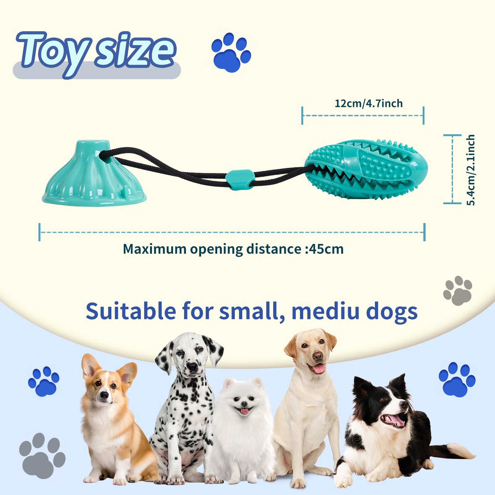 Suction Cup Dog Pull Rope Toy – TPR Molar Chew Ball, Treat‑Dispensing Tug Toy for Teeth Cleaning & Interactive Play (Blue) What Else You Got?