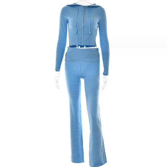 Hoodie Suit Sports Leisure Sexy Zip Long Sleeve Sweater And High Waist Long Pants Set Women's Clothing What Else You Got?