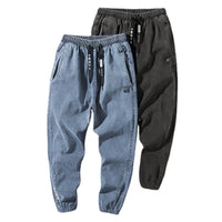 Men’s Modern Streetwear Denim Pants – Wide-Leg Relaxed Fit Cropped Jeans