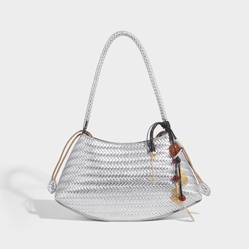 Woven PU Underarm Bag – Trendy Knitted Pillow‑Shape Shoulder Handbag What Else You Got?