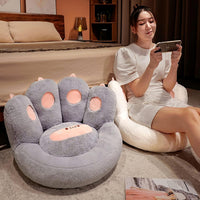 Adorable Cat Paw Seat Cushion with Sheep Plush - Cozy Floor Chair Pad for Gaming, Reading & Lounging - Soft & Supportive (Pink & Grey)