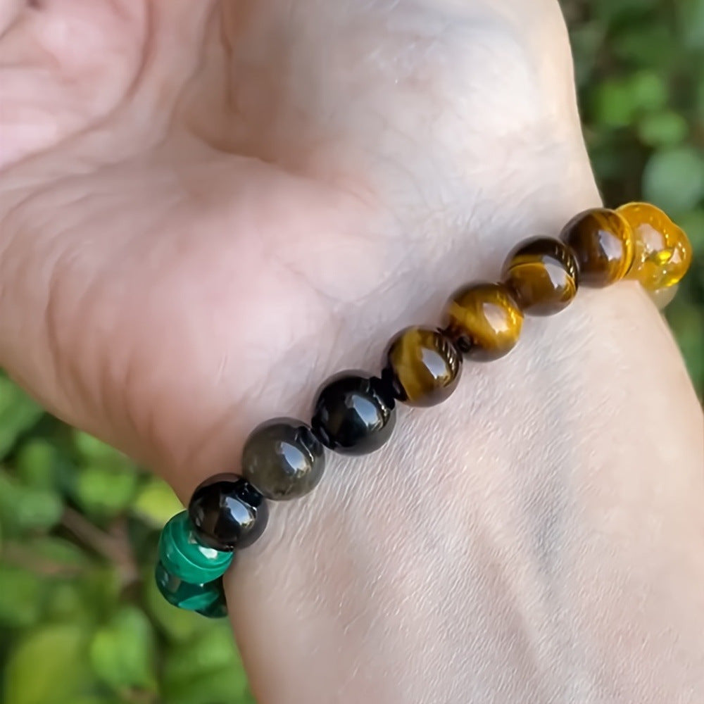 Natural Stone Crystal Bracelet – Citrine, Dongling Stone & Malachite (Unisex) What Else You Got?