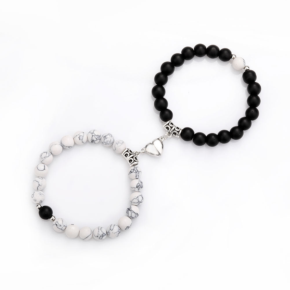 Magnetic Couple Bracelets Set – Natural Stone Heart Magnet Distance Bracelets for Couples What Else You Got?