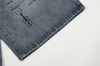 Men's Graffiti Print Jeans – Cropped Denim Pants