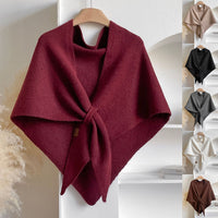 Women’s Winter Triangular Knit Shawl – Warm Solid-Color Neck Wrap 185 × 76 cm