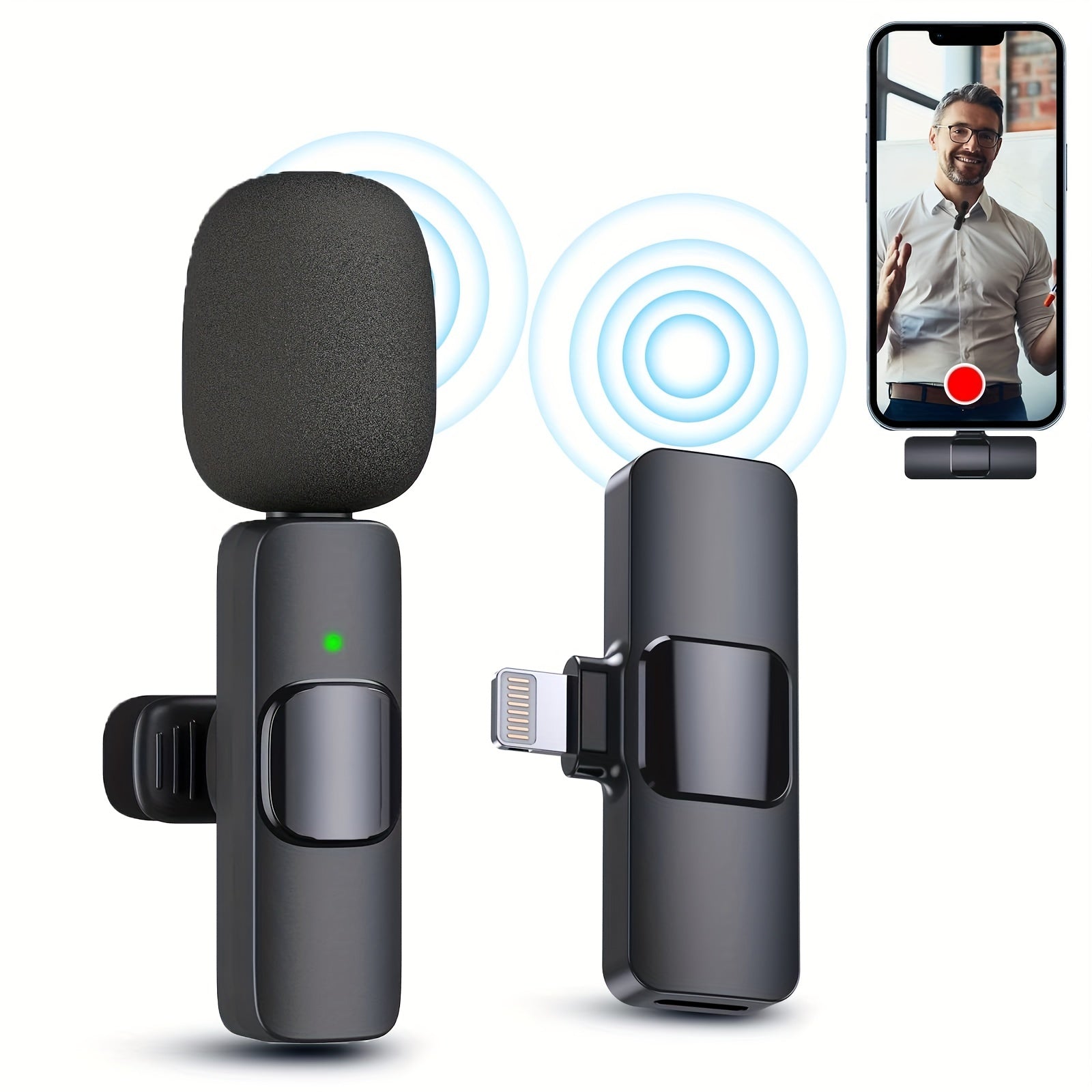 Wireless Lavalier Lapel Microphone For IPhone IPad Professional Wireless Clip Mic - Cordless Omnidirectional Condenser Recording Mic For Interview Video Podcast Vlog YouTube What Else You Got?