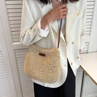 Elegant Handwoven Straw Tote Bag for Beach & Vacation - Coastal Chic Summer Shoulder Bag