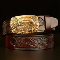 Men's Automatic Eagle Head Buckle Belt - Fashion Leather Belt with Bold Statement Buckle